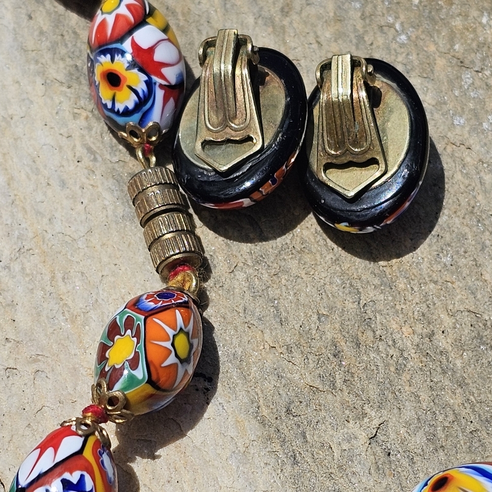VTG VENETIAN MURANO MORETTI MILLEFIORI GLASS BEAD SET - Picture 9 of 12
